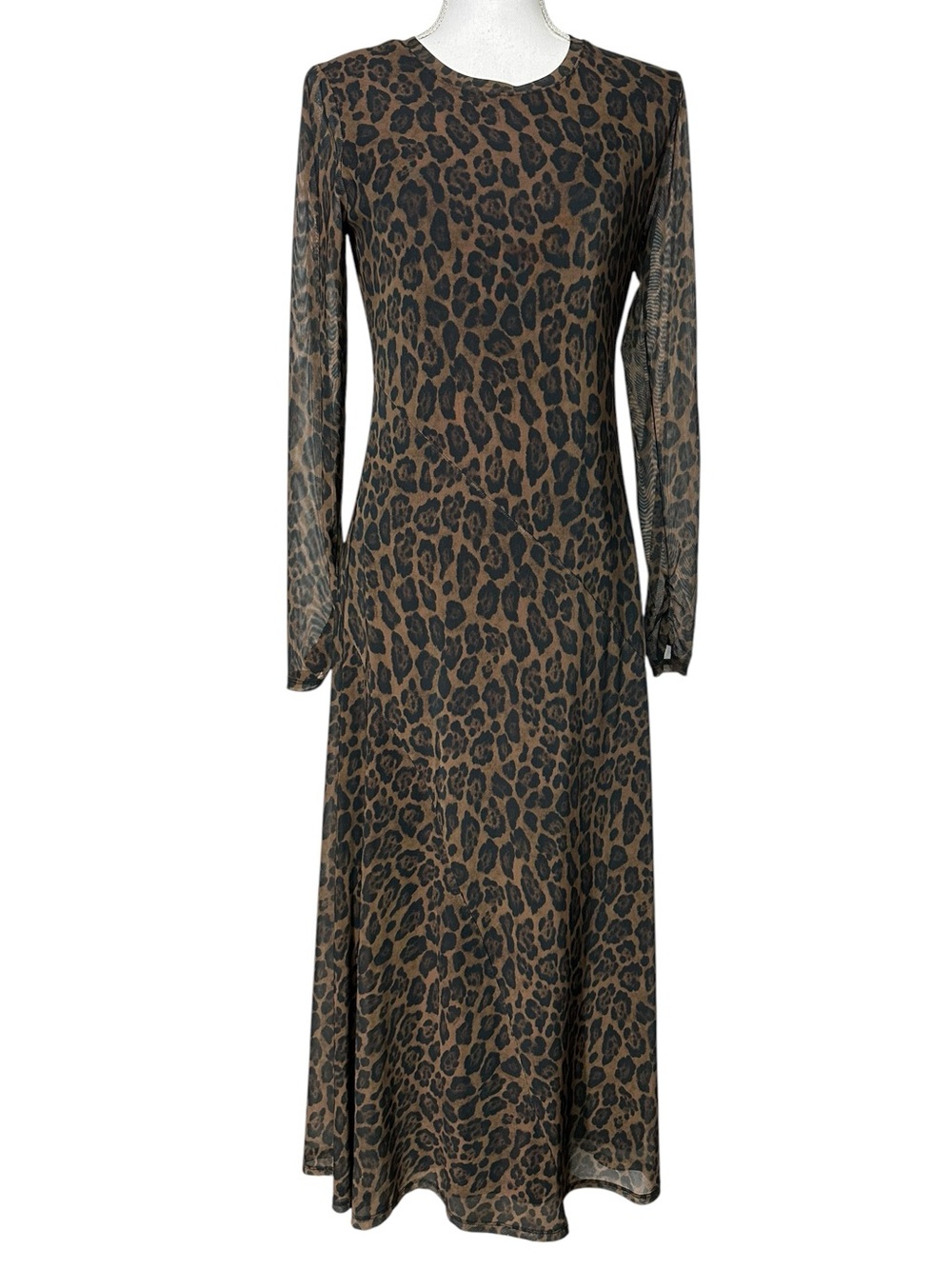 Rachel Zoe / Leopard Print Sheer Sleeve Maxi Dress / Medium / Indie Sleeze Goth